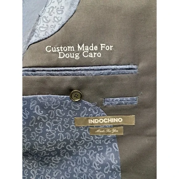 Indochino Blazer Mens Solid Navy Blue Wool Cashmere Blend 46S Sport Coat Jacket - Picture 8 of 10